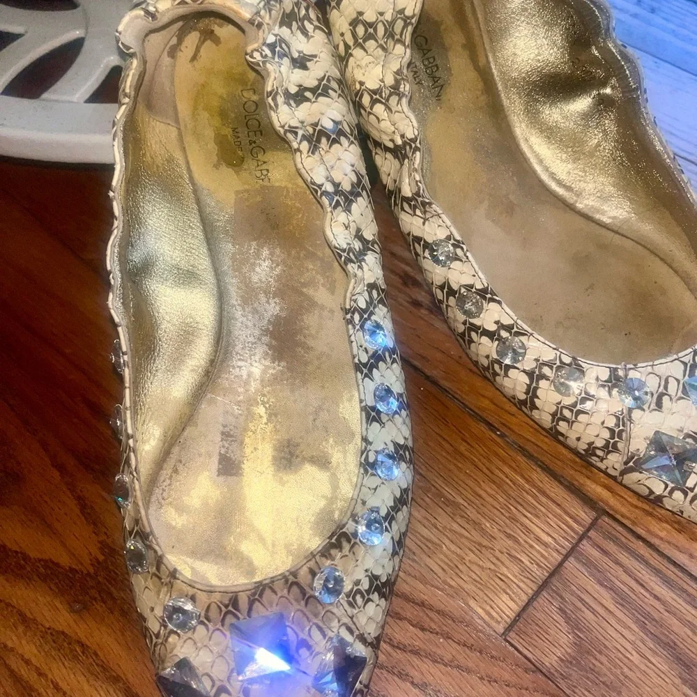 Authentic Dolce & Gabbana Snake Skin Ballet Flats - Picture 3 of 7